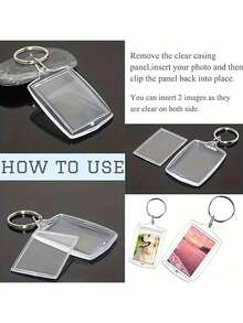 20pcs Transparent Rectangular Acrylic Photo Keychain, Arched Frame, Blank Rectangle Double-Sided Photo DIY Decorative Keyring Frame Car Accessories Bag Charm School Cute Goth Y2k Gifts For Mother, Father, Graduation, And Teacher - Curved-20PCS - View 4