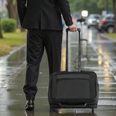 Rolling Laptop Bag, Fits Up To 17.3 Inch Laptop, Wheeled Briefcase, Roller Computer Tote Bag With Wheels & Telescoping Handle, Laptop Case For Work Travel Business Office, Women & Men (Black)