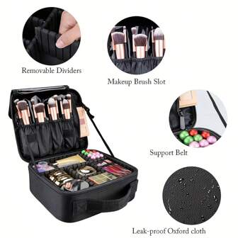 YANZAI 1pc Makeup Case Professional Beauty Brush Women Cosmetic Suitcase Waterproof Make Up Organizer Travel Storage Box For Manicure (BLACK) Makeup Bag Storage Makeup Organizer Makeup Case Makeup Travel Toiletry Organizer Essentials Gifts Storage Zipper Accessories Nail