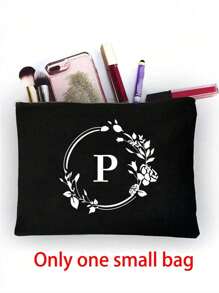 1/2 pezzi Borsa shopping tela con stampa lettere iniziali dalla A alla Z, con borsa portaoggetti cosmetici inclusa, borsa personalizzata, grande capacità, adatto per matrimoni, compleanni, spiaggia, vacanze, scuola, ottimo regalo per donne, mamme, insegnanti, amiche, damigelle d'onore, studenti, borsa grande. Borsa casual capiente e portatile, adatta per lo shopping multifunzionale