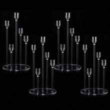 1/4pcs Acrylic 5-Arm Candle Holder, Metal 5-Arm Candle Holder, Transparent Candle Holder Center Decor Suitable For Wedding, Living Room, Dining Table, Christmas Decoration, Valentine's Day/New Year Gift