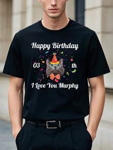 Custom Men's T-Shirt, Custom T-Shirt Team Uniform Work Uniform, Happy Birthday, Birthday Gift. - Black - View 2
