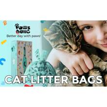 Bolsas para desechos de gato, bolsas para arena de gato con asa, 180 unidades, a base de almidón de maíz, extra gruesas y a prueba de fugas para recoger excrementos de mascotas