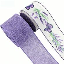 1 Stück lila Schmetterling Kropfband mit Drahtrandschleife Stirnband, DIY Bastel-Nähgeschenk-Verpackung Kunstleinenbandage