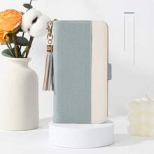 Fashionable Tassel Patchwork Phone Case, Notebook-Style Smart Phone Case, Card Storage Design, Perfect For Women & Men, Multi-Function Phone Case With Stylish Appearance, Wallet-Style Shock Absorbing Function, Memo Pad Phone Case, Wallet-Style, Elegant Gift, Anti-Fall, Card Storage Stand Function, Minimalist & Fashionable, Full-Protection Stand, PU Leather Smart Phone Case, Birthday Gift, New Year Gift, Mother's Day Gift