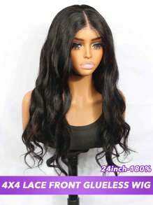Pelucas de cabello humano con ondas de Body y vello facial para mujeres, pelucas sin pegamento con cierre de encaje 4x4, pelucas de encaje humano con densidad mejorada de 180% y longitudes de 8 a 32 pulgadas en color natural