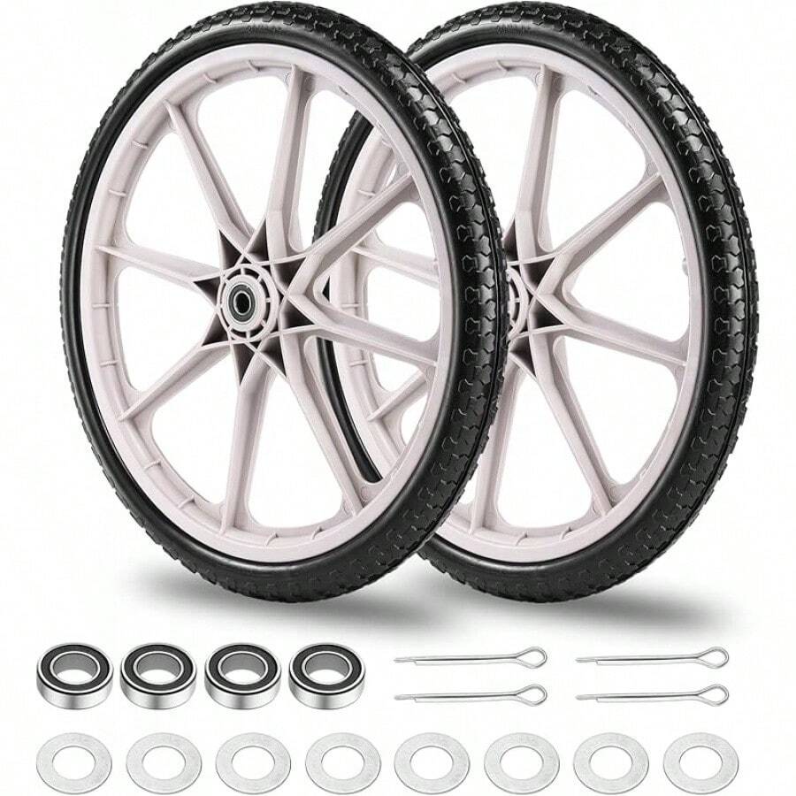 Flat Free Tire & Wheel Set 3/4" & 5/8" Bearing, Ideal Replacement For Rubbermaid Wheelbarrow, Lawn & Garden Carts - Grey - View 1