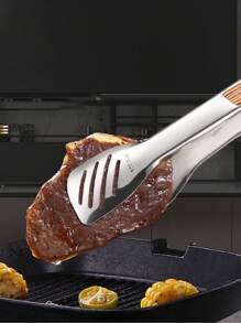 1pc New 304 Stainless Steel Food Clips, Heat-Resistant Barbecue Tongs, Home Steak Clip, Stainless Steel Bread Clip, Hollow-Out Dessert Clip, Multipurpose Food Clip, Kitchen Accessory, Baking Supplies, Suitable For Kitchen, Restaurant, BBQ, Baking, Party