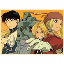 1 peça pôster de arte de parede pôster de anime Steel Alchemist decoração para casa pôster de parede de sala pintura retrô e impressão arte bar café, sem moldura/emoldurado