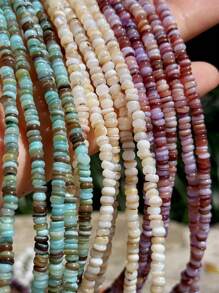 3-4mm Natural Seashell Beads, Colorful Disc Shaped Spacer Beads For DIY, 1 Strand Of Approx. 220pcs High Quality Shell Beads, Suitable For Making Bracelets, Necklaces, Earrings And Jewelry Accessories