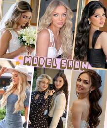 16" 20" Halo Hair Extensions Invisible Wire Hair Extensions With 2 Clips Synthetic Wavy Hairpiece Adjustable Transparent Headband For Women - Dark Blonde - 查看 5