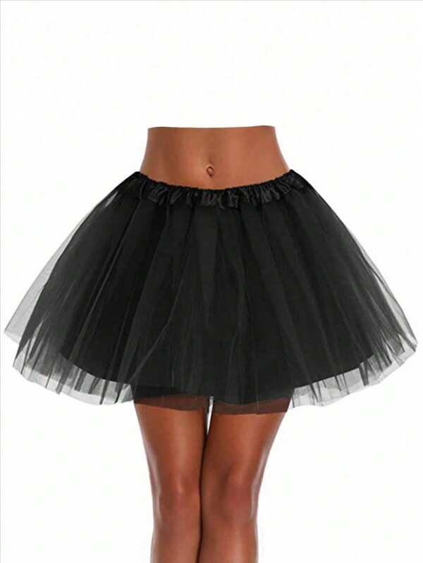 1pc Adult 3-Layer Tulle Petticoat Skirt, 40cm Princess Puffy Tutu Dress, Costume For Cosplay, Birthday Party, Role Play, Halloween