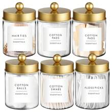 2/3/6pcs Qtip Holder Dispenser - 8 Oz Plastic Apothecary Jar Containers For Vanity Makeup Countertop Organizer Storage -Bathroom Canister Accessories Set For Cleaning Swab, Ball, Pads, Floss,For Holiday Beach, Bathroom Collection, Bedroom Collection, Large Capacity