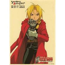 1 peça pôster de arte de parede pôster de anime Steel Alchemist decoração para casa pôster de parede de sala pintura retrô e impressão arte bar café, sem moldura/emoldurado