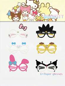 Sanrio 12 piezas de gafas de papel, Kuromi, Cinnamoroll, accesorios para fotos, y artículos desechables para fiestas navideñas de Cinnamoroll, el regalo perfecto para cumpleaños, Navidad, Halloween, Año Nuevo, fiestas y San Valentín. Regalos ideales para amigos, recuerdos para mujeres, estética linda, San Valentín, regalos, decoraciones, decoración del hogar, regalos de San Valentín - Multicolor - Ver 4