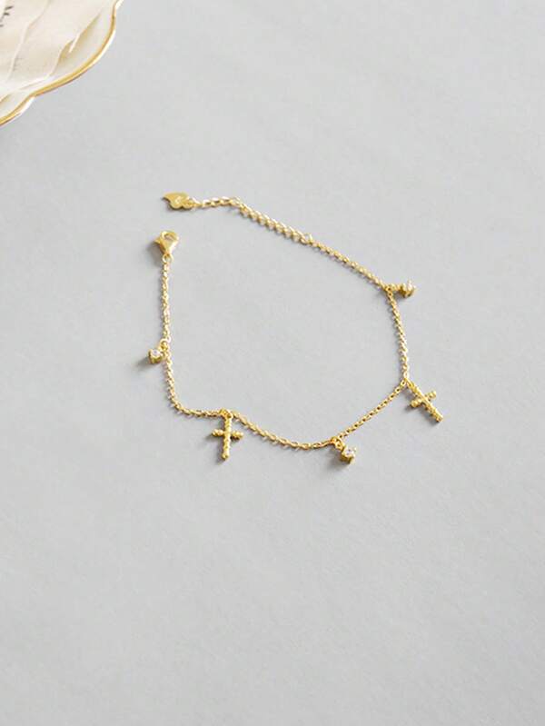 1pc S925 Sterling Silver Cross Chain Bracelet, Multifunctional Accessory Suitable For Women - Perfect For Everyday Wear, Parties And Special Occasions - An Ideal Gift For Her