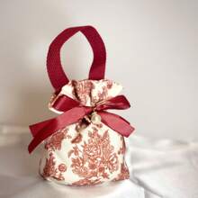 1pc Floral Gift Bag With Drawstring, Candy Bag, Tea Party Gift Bag, Wedding Candy Box, Party Hospitality Bag, Bridal Shower, Return Gift Bag, Upgraded European Wedding Gift Box, Elegant Red Foldable Wedding Return Gift Packaging Bag (Mother's Day, Graduation Ceremony)