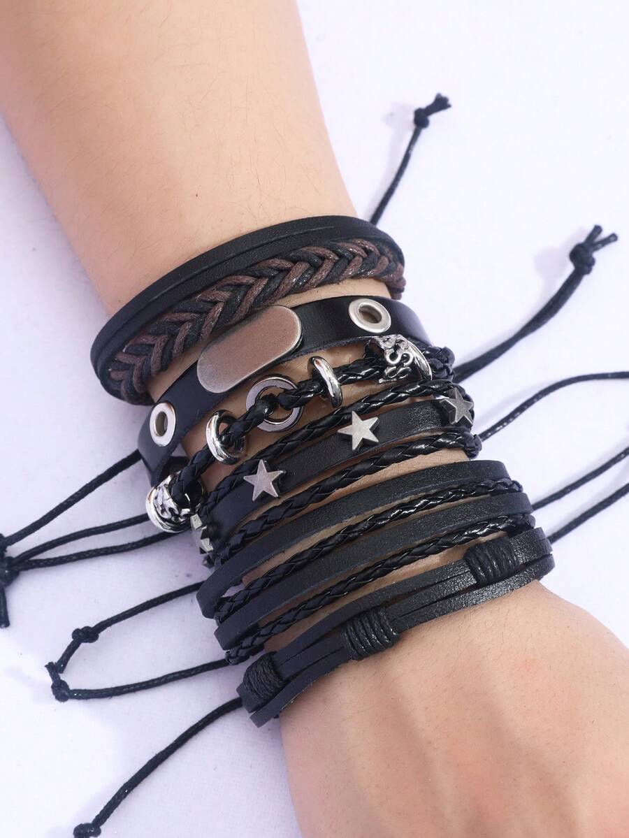 Men's Guitar-Shaped Bracelet, Suitable For Daily Wear - Black - View 1