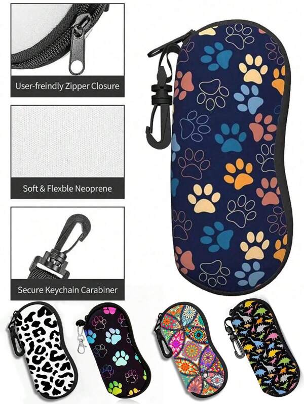 1 pezzo Custodia per occhiali di moda colorata, portatile e compatta per il viaggio e lo sport, contenitore morbido per occhiali da sole con gancio, perfetto per conservare gli occhiali in auto, per feste di rivelazione del sesso, compleanni, matrimoni e feste, il regalo perfetto per colleghi, amici e familiari, per il ritorno a scuola