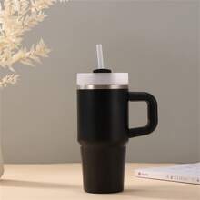 1-Piece Tumbler, Travel Mug With Lid, 14 Ounces Stainless Steel Insulated Water Bottle With Handle, Portable Drinking Cup For Car, Home, Office, Summer Drinkware, Travel Accessories, Birthday Gift