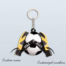 1pc Customized Acrylic Football Sports Design Keychain, Fashion Gift For Sports Fan, Friend, Lover, Family, Daily, Memorial, Holiday, Father's Day Gift