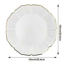 20 Stücke weiße Pappteller für Partys, 25,4 cm elegante Dinner-Teller mit goldenem Rand, Einwegteller für Hochzeiten und Geburtstage