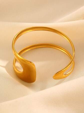 1 st, justerbart armband i rostfritt stål för kvinnor, design med dubbla lager, elegant vintage minimalistisk stil, lämplig för dagligt bruk, fest, resor