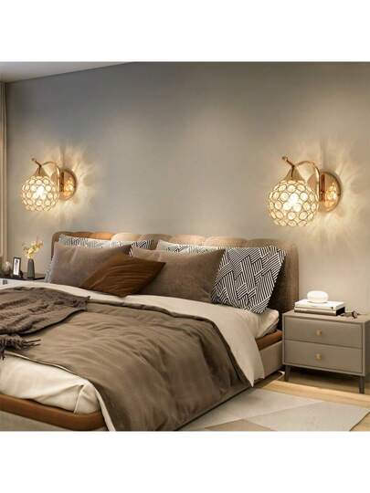 Pc Wand Lamp Bedside Verlichting LED, Minimalist Moderne Bedroom, Living Room, Hallway, Staircase, Nordic Luxe Crystal, Fixture (Bulb Not Included) view 3