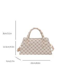 Women's Handbag, Fashion Printed Jacquard Mini Square Bag, Minimalist Style Versatile Shoulder Crossbody Bag For Work And Daily Use - White - View 6