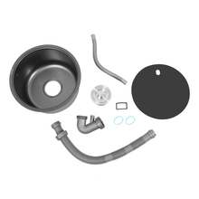 Fregadero de cocina redondo, fregadero de cocina, fregadero de un solo seno - Negro - Ver 8