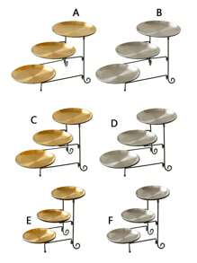 1 Peça Bandeja Metálica Redonda de 3 Níveis, na Cor Dourada/Prateada, Estilo Minimalista Moderno, Prato Decorativo, Prato de Doces, Prato de Sobremesa, Prato de Uso Doméstico, Prato de Bolo, Prato de Frutas, Suporte de Lanches, Aplicável para Casa, Mesa de Jantar, Cozinha, Sala de Estar, Festivais, Festas, Casamentos, Banquetes, Chá da Tarde, Decorações de Festival