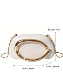 ceionkeust Women's Crossbody Box Bag With Chain, New European And American Fashion Lightweight Luxury Office Commute Anti-Theft Metal Decor Square Purse Suitable For Outing, Shopping, And Carrying Small Items