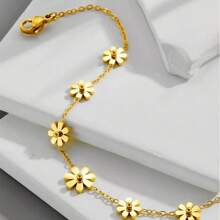 1 Peça Pulseira de Tornozelo Minimalista e Elegante Estilo Boho de Margarida em Aço Inoxidável, Adequada para Uso Diário ou Transporte para Mulheres, Pode Ser Dada como Presente do Dia das Mães