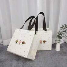 12pcs/Cartoon Cute Bear Tote Bag Clothing Store Non Woven Bag Shopping Gift Shopping Bag Summer Cooling,Beach,Travel