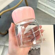 1/2pcs Mini Glass Small Cup For Coffee, Milk, Stylish & Portable, Cute Short Design