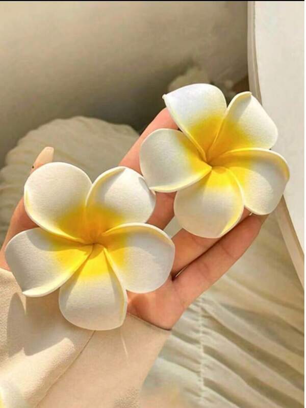 1/2pcs Fashion Cute Women's Cute Yellow Plumeria Hairpins, Plumeria Suitable For Beach, Wedding, Party, Date And Daily Wear Valentine's Day Valentines Home Bathroom Decor Fall Decor Back To School