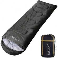 Sacos de dormir FARLAND de 30°F para adultos y adolescentes con bolsa de compresión, portátiles y ligeros para camping, senderismo, impermeable, mochilero y actividades al aire libre de 3 a 4 temporadas - Gris oscuro (cremallera grande) - Ver 1