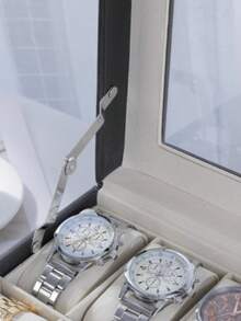 1 件皮革手表展示盒，手表收纳盒，大容量珠宝展示盒，带锁机械表架，高端家居收纳盒