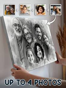 Catygift Pittura personalizzata in acquerello con foto e sfondo combinati, tela avvolta personalizzata, cartellone da parete, regalo artistico carino e pensieroso per la famiglia, multifunzionale, colorato, moderno, personalizzato, unico, regalo ideale per lui, lei, ragazzo, papà, ragazza, mamma, famiglia, amici, tea room, casa, giardino, ufficio, per anniversari, San Valentino, festa della mamma, compleanni, festa del papà, laurea, matrimoni, inaugurazione casa, decorazione per la casa