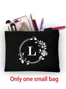 1/2 pezzi Borsa shopping tela con stampa lettere iniziali dalla A alla Z, con borsa portaoggetti cosmetici inclusa, borsa personalizzata, grande capacità, adatto per matrimoni, compleanni, spiaggia, vacanze, scuola, ottimo regalo per donne, mamme, insegnanti, amiche, damigelle d'onore, studenti, borsa grande. Borsa casual capiente e portatile, adatta per lo shopping multifunzionale