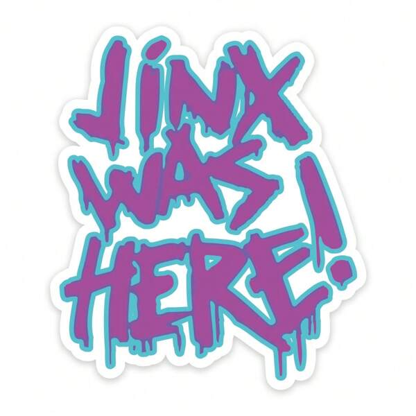Vinilos decorativos "¡JINX ha llegado!" Pegatinas para coche, parachoques y ordenador portátil - Forma asimétrica única, duradera en superficies de plástico - Colores neón llamativos, de un solo uso, accesorios para computadora