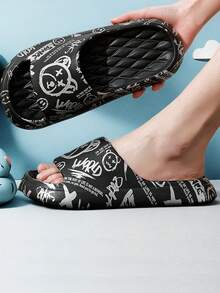 Zapatillas de ducha antideslizantes de EVA para hombre, de uso en interiores y exteriores, nuevas para el verano, estilo de celebridad de la red - Negro - Ver 6