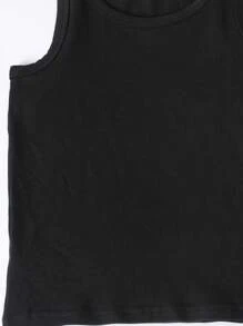 3pcs Set Of Fashionable And Versatile Solid Black Sleeveless Short Vest For Young Girls, Simple, Soft And Comfortable, Suitable For Summer Home Leisure, Outings And Holiday Parties