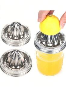 2 piezas Tapa de acero inoxidable para exprimidor de cítricos para frasco Mason de boca ancha, herramienta de exprimición de metal, suministros de cocina para hervir mariscos