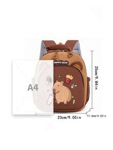 1pc卡通可爱水豚背包，可爱宝宝新款水豚背包，顺滑拉链，多种水豚图案，大容量多口袋，可放书籍、日用品、零食，适合青少年旅行和日常使用 - 卡皮巴拉雙肩包 - 查看 7