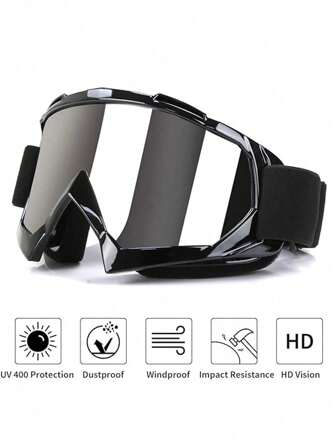 Lunettes intégrées TPU Cadre Lentille PC, Lunettes coupe-vent, anti-poussière et anti-sable pour sports de moto tout-terrain