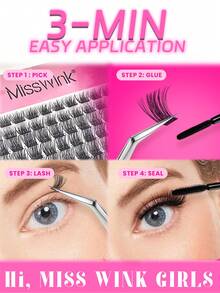 Miss Wink 120 Clusters Dense Curly Segmented Self-Lash False Eyelashes Individual DIY Imitation Mink Single Cluster Fluffy Natural Soft D 0.07mm 8-16mm Mixed Hand-Made Eyelash Extension For Cartoon Lashes Daily Makeup Lash Clusters, Eyelash Clusters, Individual Eyelashes, Lashes, Fake Lashes