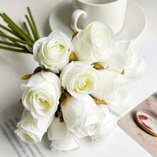 12 pièces Real Touch, bouquet de roses artificielles, convient pour la décoration de mariage, de maison et de table, idéal pour le bouquet de mariée, l'arrangement de salon et le festival, embellissement de décoration intérieure | Décoration de haie fleurie | Roses artificielles réalistes, fleurs artificielles d'extérieur 12 tiges de fleurs artificielles adaptées à la décoration de la maison, bouquet de roses artificielles réalistes, hôtel, décoration de table à la maison, arrangement de mariage, bouquet de mariée, cadeau de Saint-Valentin, fête des mères.