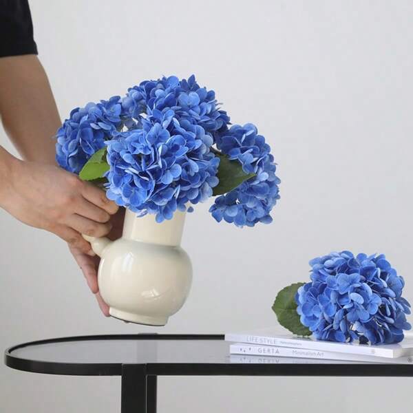 1 Pieza Hortensia artificial, flor de hortensia de textura realista, flor artificial, decoración de habitación, Pascua, arreglos, alta calidad de ramilla floral falsa, decoración del Eid Mubarak, para boda DIY, ramo, fiesta, sala de estar del hogar, jardín de cocina, oficina, regalo del Día de la Madre