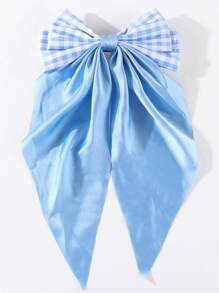 1pc Girls Large Plaid Bow Ribbon Hair Clip Haircomb Hairband Elegant Hair Accessory